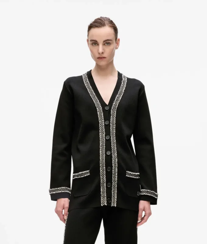 Cardigan con dettagli bouclé Cardigan con dettagli bouclé