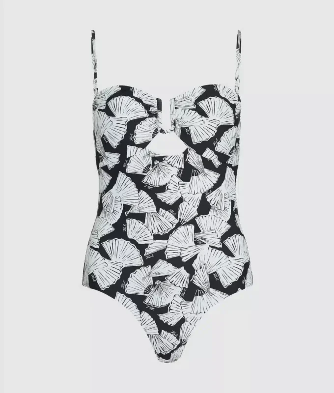Costume da bagno con stampa a ventaglio