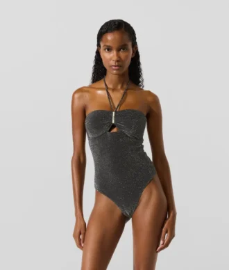 Costume da bagno metallizzato con scollo all’americana