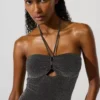 Costume da bagno metallizzato con scollo all’americana
