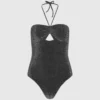 Costume da bagno metallizzato con scollo all’americana