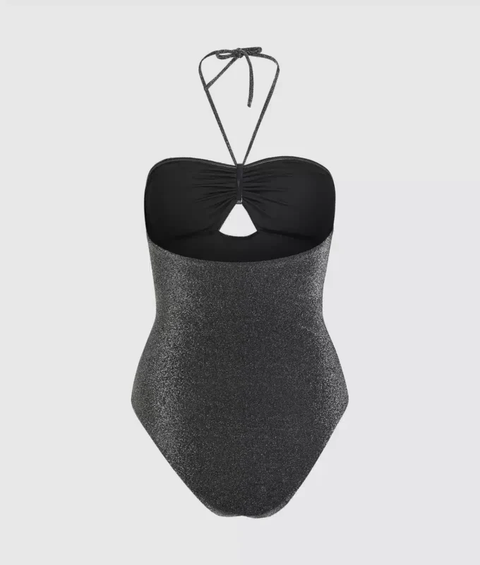 Costume da bagno metallizzato con scollo all’americana