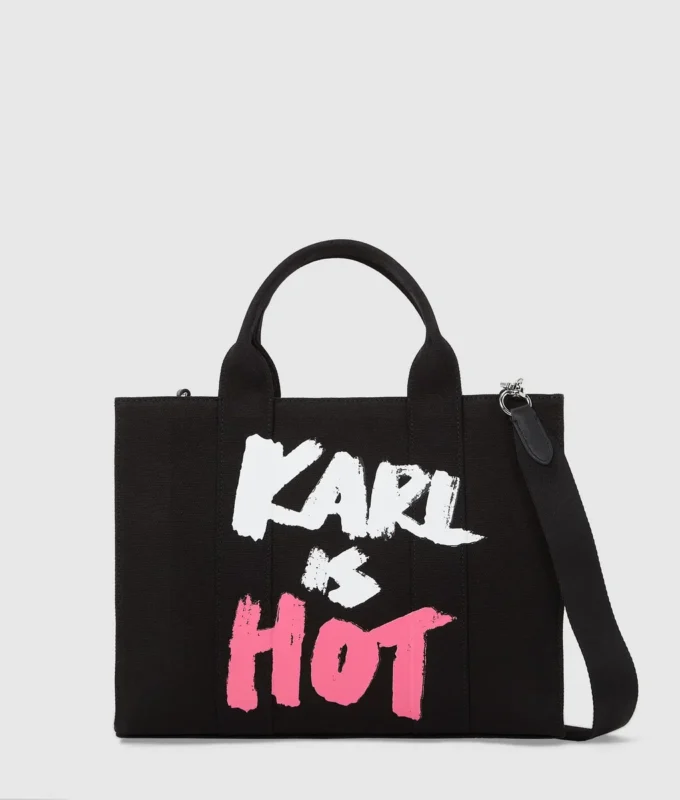Esclusiva borsa tote media “Karl is hot”
