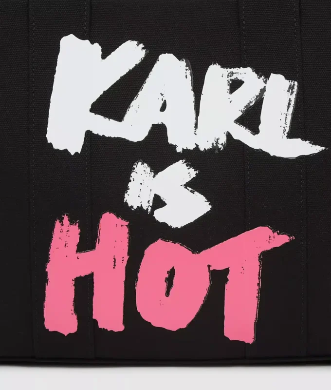 Esclusiva borsa tote media “Karl is hot”