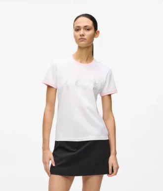 Esclusiva T-shirt con logo in strass