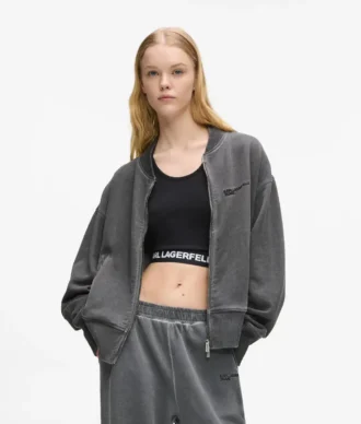 Felpa bomber con zip lavata
