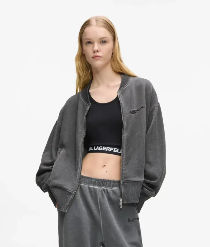 Felpa bomber con zip lavata