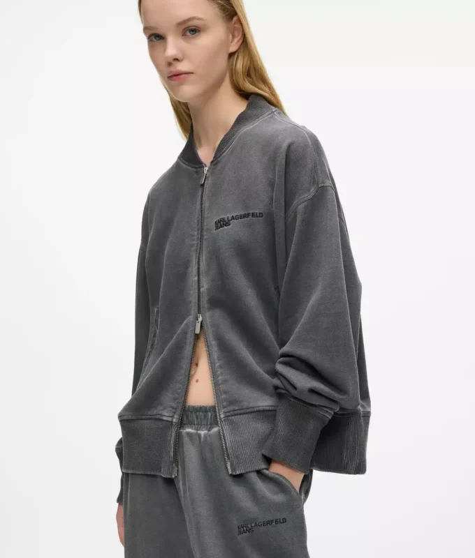 Felpa bomber con zip lavata