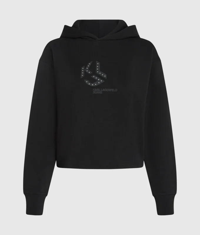 Felpa con cappuccio con monogramma borchiato Felpa con cappuccio con monogramma borchiato
