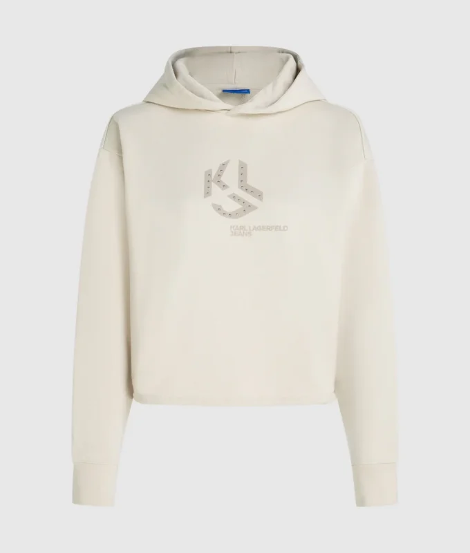 Felpa con cappuccio con monogramma borchiato Felpa con cappuccio con monogramma borchiato