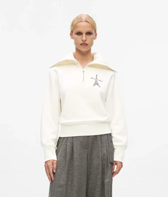 Felpa con mezza zip Paris Sketch Felpa con mezza zip Paris Sketch