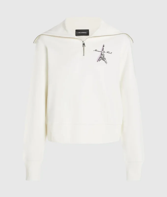 Felpa con mezza zip Paris Sketch Felpa con mezza zip Paris Sketch