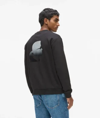 Felpa girocollo con logo in velluto