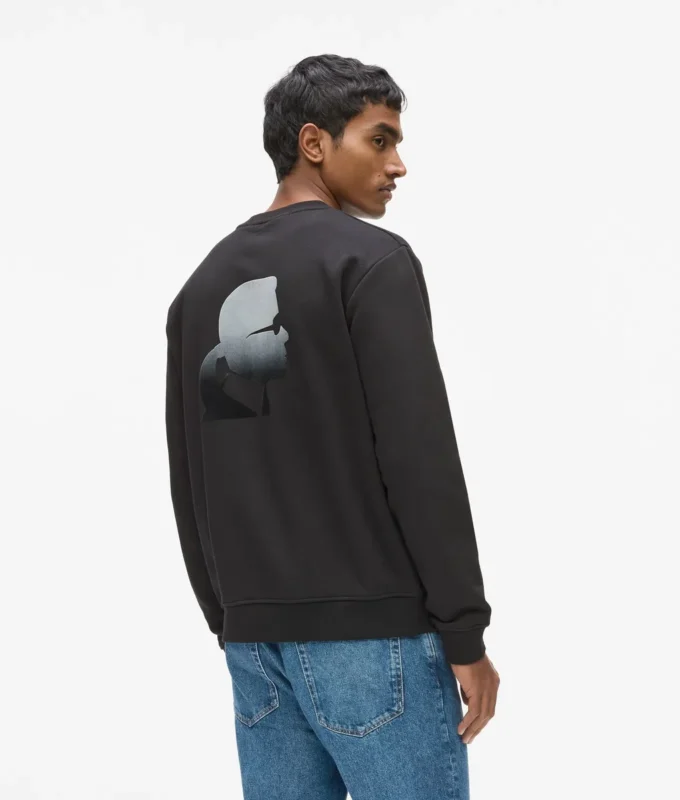 Felpa girocollo con logo in velluto