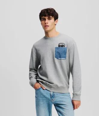 FELPA IKON DENIM CON TASCA FELPA IKON DENIM CON TASCA