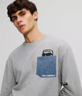 FELPA IKON DENIM CON TASCA FELPA IKON DENIM CON TASCA