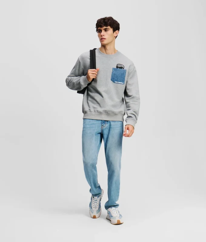 FELPA IKON DENIM CON TASCA FELPA IKON DENIM CON TASCA