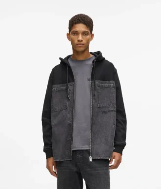 Giacca con pannelli in denim