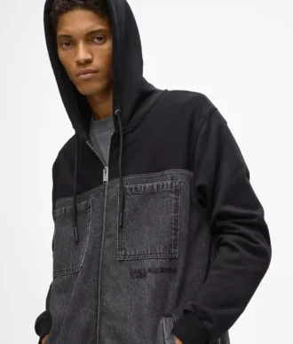 Giacca con pannelli in denim