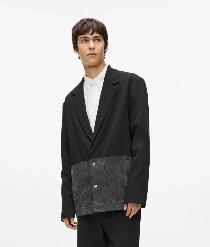 Giacca con pannello in denim
