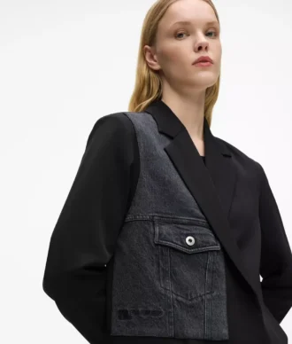 Giacca con pannello in denim
