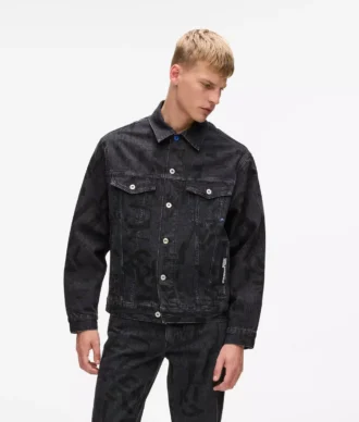 Giacca in denim con monogramma all-over