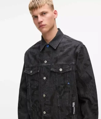 Giacca in denim con monogramma all-over