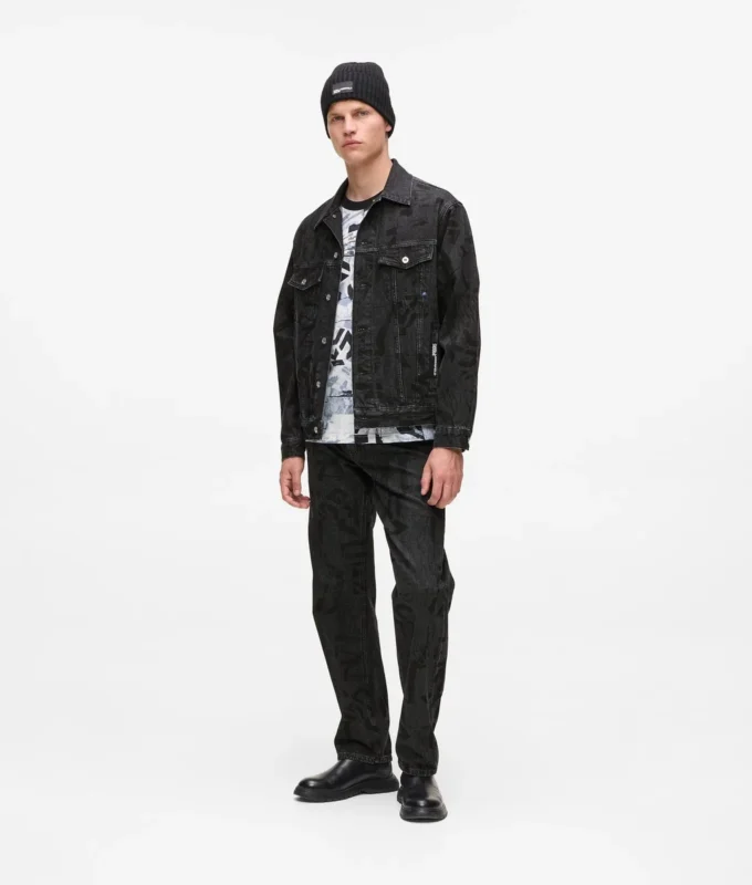 Giacca in denim con monogramma all-over Giacca in denim con monogramma all-over
