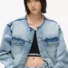 Giacca in denim senza colletto