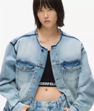 Giacca in denim senza colletto