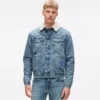 Giacca in denim shearling