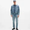 Giacca in denim shearling