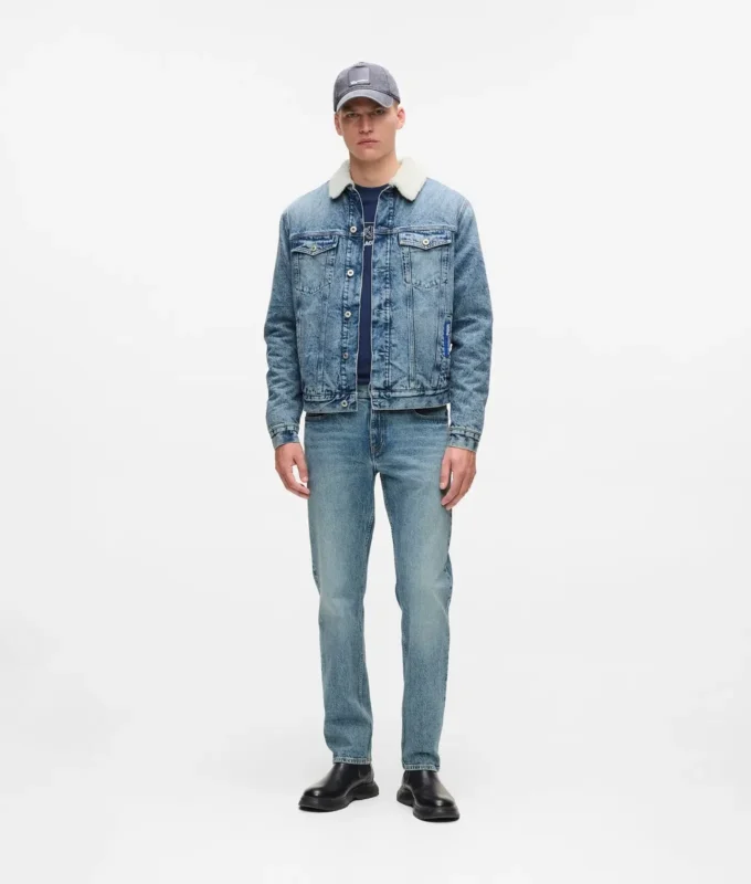 Giacca in denim shearling