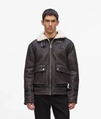 Giacca in shearling con monogramma