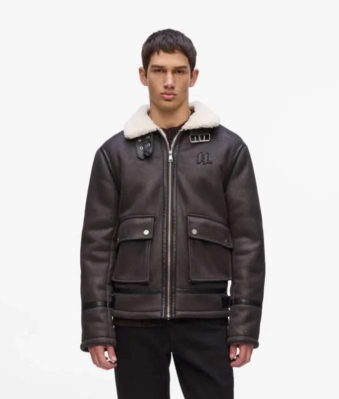 Giacca in shearling con monogramma Giacca in shearling con monogramma