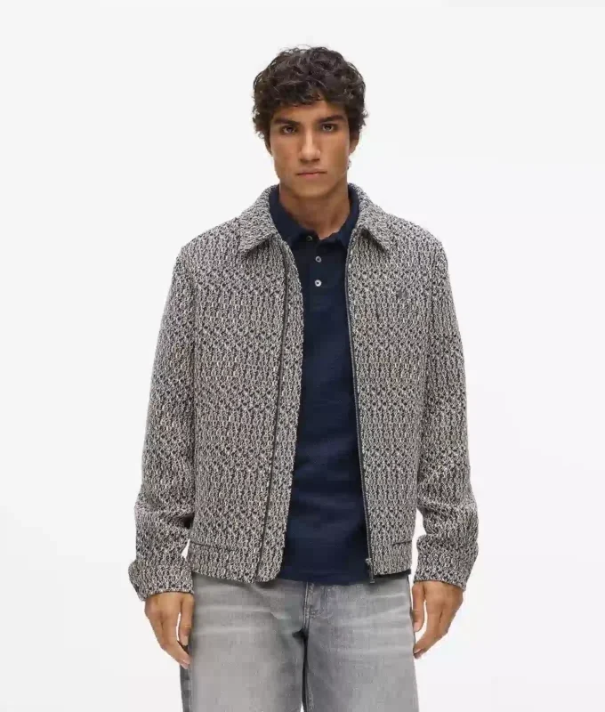 Giacca in tweed bouclé con zip
