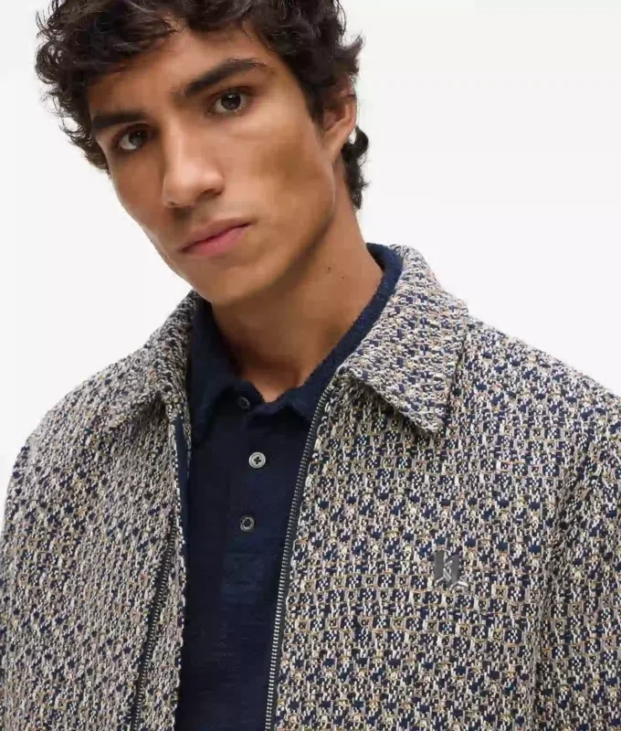 Giacca in tweed bouclé con zip