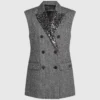Gilet in tweed con revers in paillettes Gilet in tweed con revers in paillettes