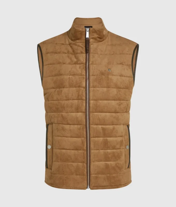 Gilet trapuntato in finta pelle scamosciata