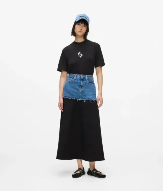 Gonna lunga con pannello in denim Gonna lunga con pannello in denim