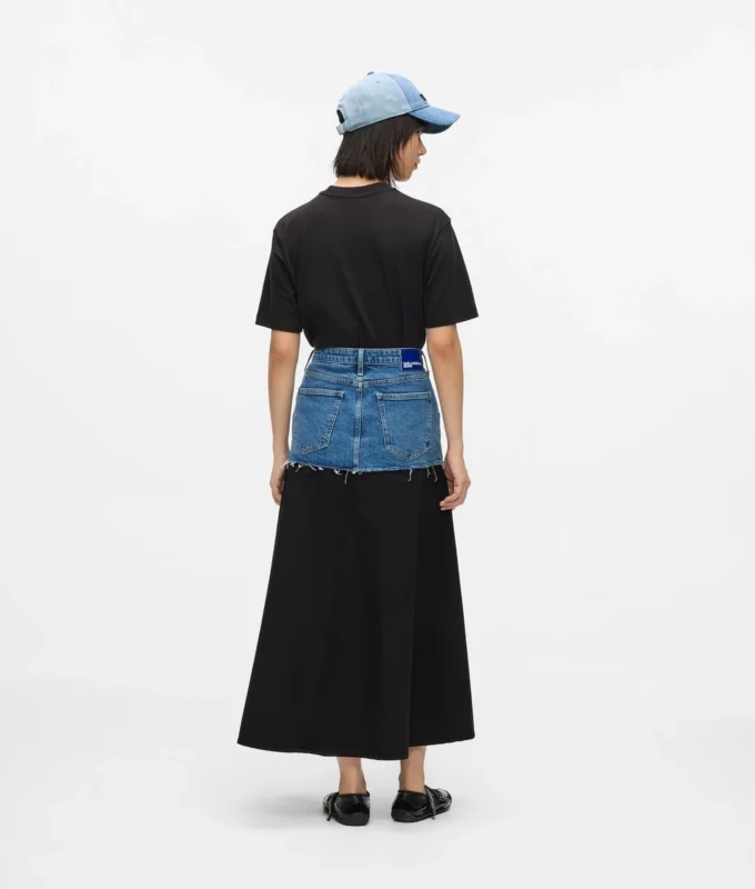 Gonna lunga con pannello in denim Gonna lunga con pannello in denim