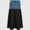 Gonna lunga con pannello in denim Gonna lunga con pannello in denim