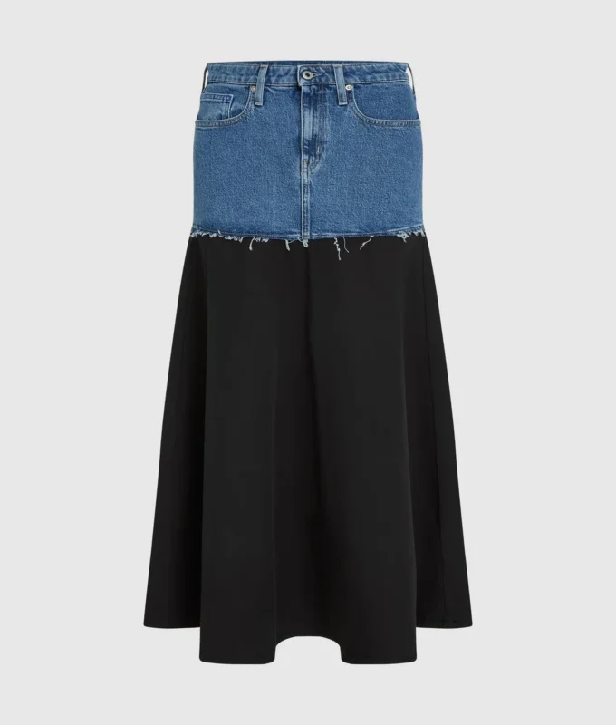 Gonna lunga con pannello in denim Gonna lunga con pannello in denim