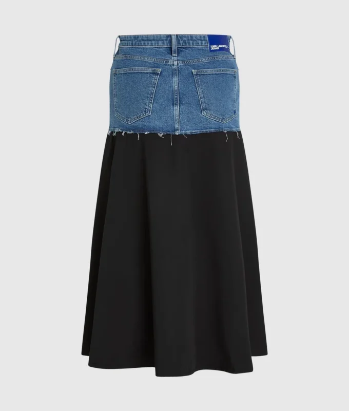 Gonna lunga con pannello in denim Gonna lunga con pannello in denim