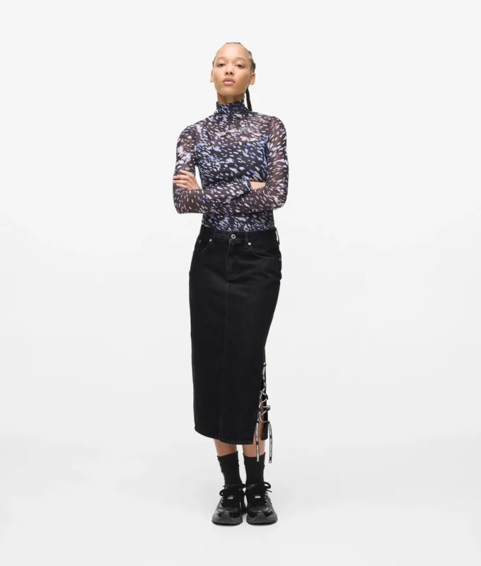 Gonna midi in denim con lacci Gonna midi in denim con lacci