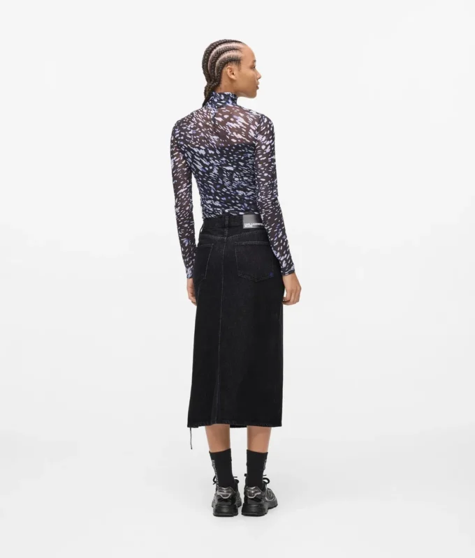 Gonna midi in denim con lacci Gonna midi in denim con lacci