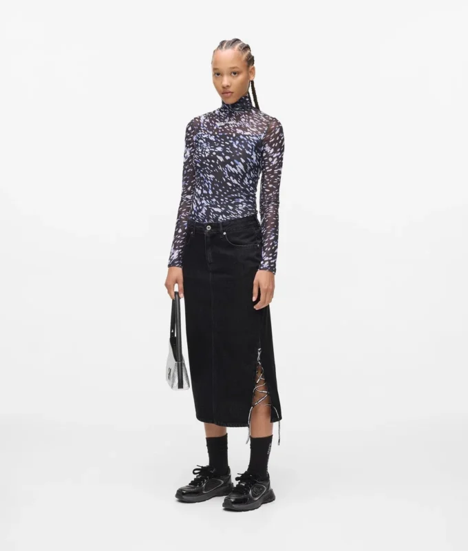 Gonna midi in denim con lacci Gonna midi in denim con lacci