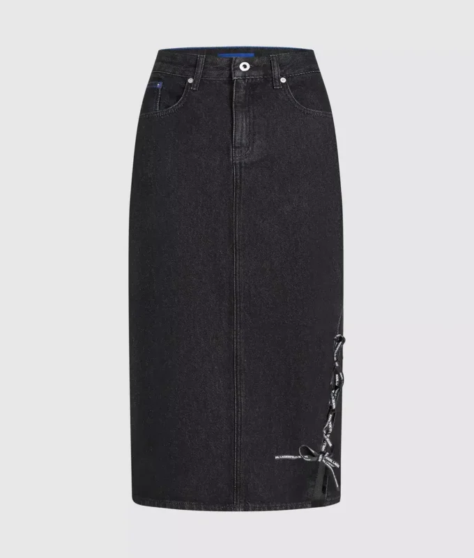 Gonna midi in denim con lacci Gonna midi in denim con lacci