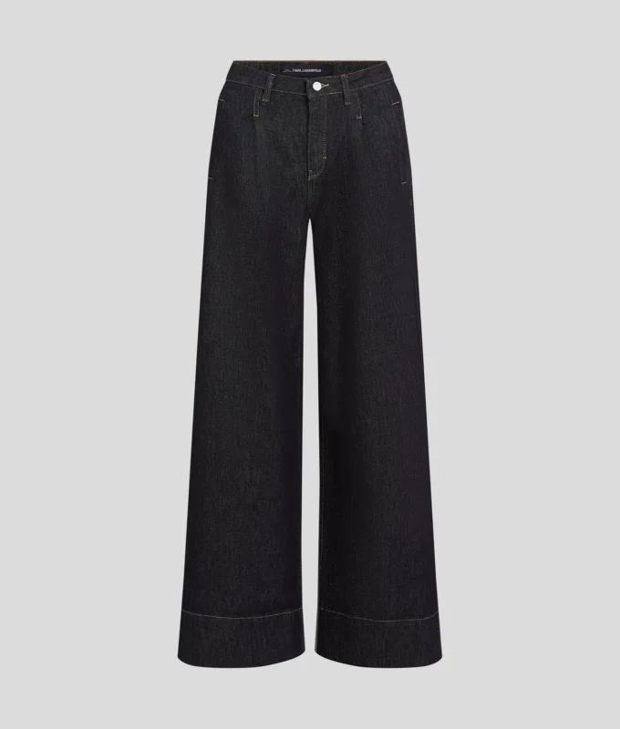 JEANS A GAMBA LARGA CON CUCITURE A CONTRASTO JEANS A GAMBA LARGA CON CUCITURE A CONTRASTO