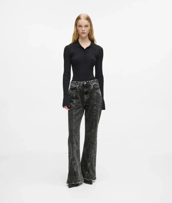 Jeans a vita alta con cuciture Jeans a vita alta con cuciture